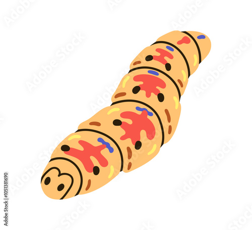 Caterpillar crawling. Cute fat butterfly larva with segmented body, colorful ...