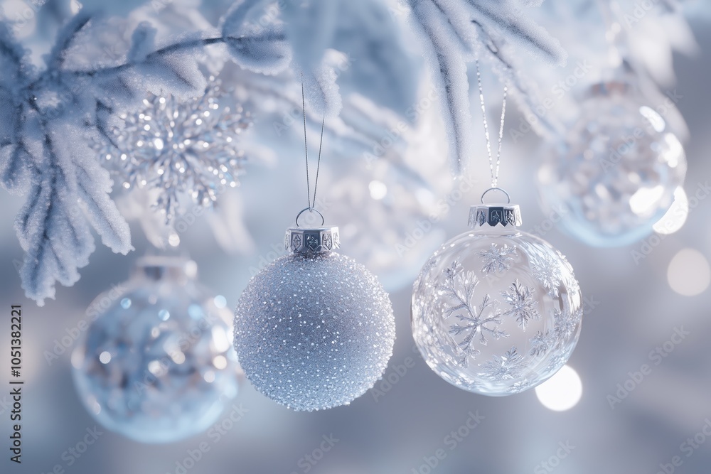 Delicate snowflake and Christmas bauble decor Delicate snowflake and Christmas bauble decor