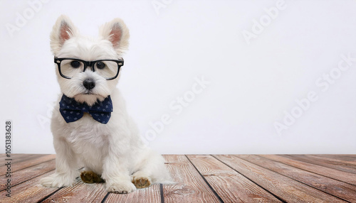 white dog sitting on the floor,A fluffy white cat delicately drinking milk from a transparent glass bowl on a wooden kitchen table. The background features a cozy kitchen with warm lighting and rustic photo