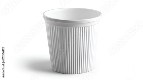 Wallpaper Mural round white plastic waste bin featuring decorative ribbed design, perfect for modern spaces. Its sleek look adds touch of elegance while being functional Torontodigital.ca