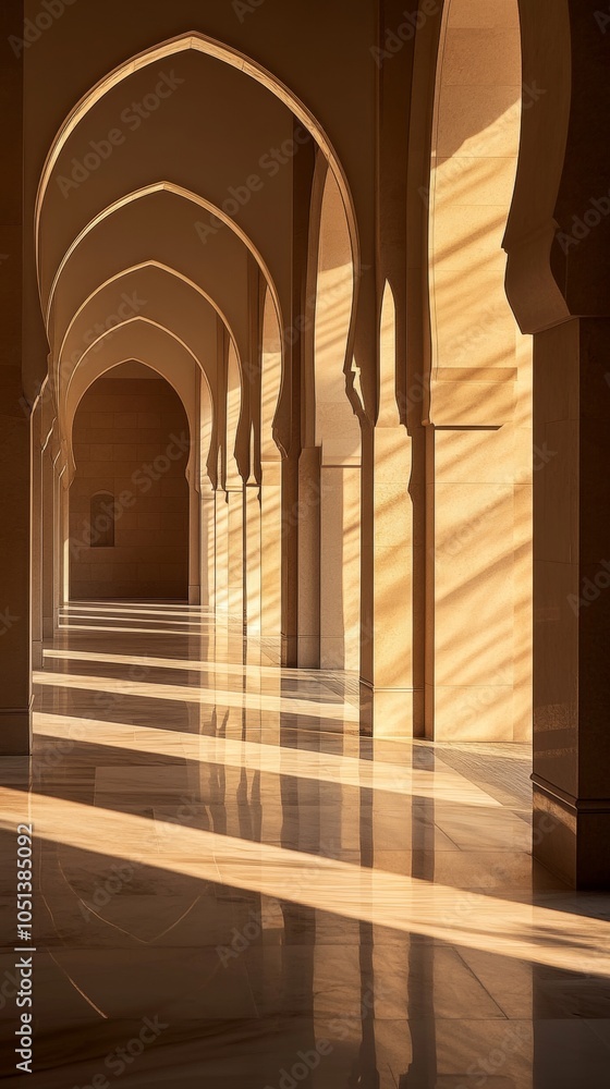 Fototapeta premium A photo of the interior corridor of a mosque