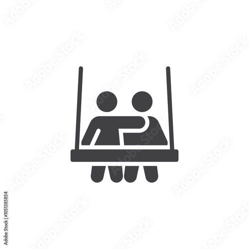 Two people sitting on a swing together vector icon