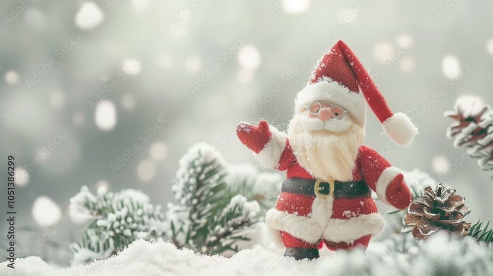 Toy Santa Claus on Christmas Background - a festive and charming visual. The toy Santa Claus on the Christmas background creates an enchanting and delightful holiday scene. Toy Santa Claus on Christmas Background - a festive and charming visual. The toy Santa Claus on the Christmas background creates an enchanting and delightful holiday scene.