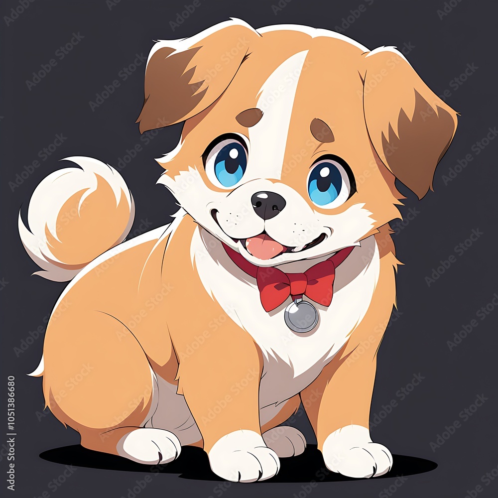 Fototapeta premium Adorable cartoon dog with vector illustration