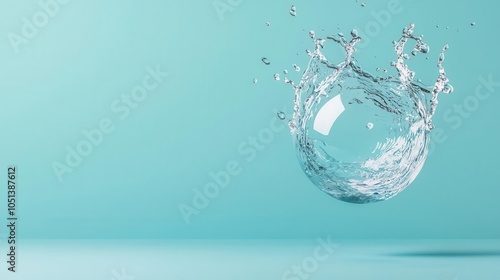 Water balloon thrown in midair, with the splash just forming, water balloon motion, dynamic splash