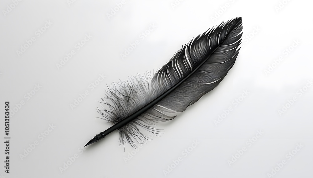 Feather Quill Pen Isolated on a Plain White Background with Copy Space for Branding Feather Quill Pen Isolated on a Plain White Background with Copy Space for Branding