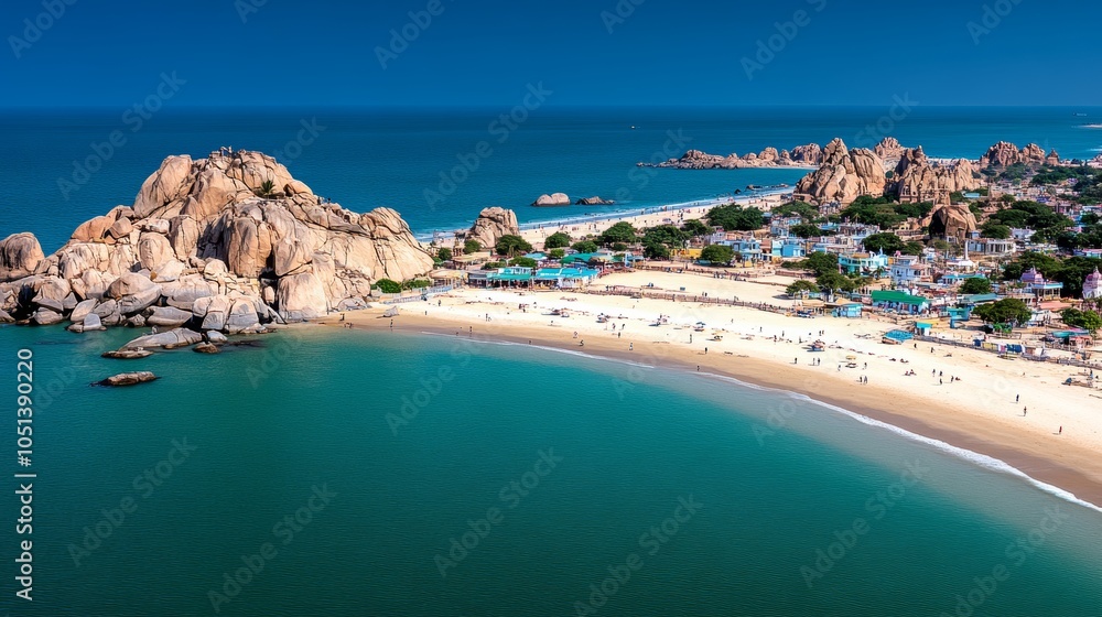 Obraz premium Tropical Beach with Rock Formations and Blue Water in India