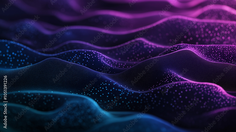 Obraz premium A purple and blue wave with a lot of dots