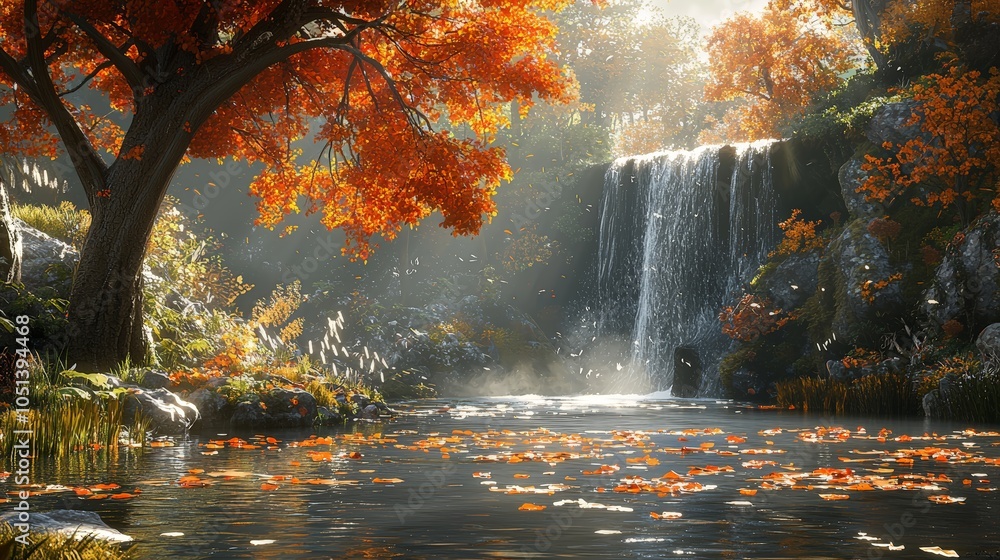 Fototapeta premium Plitvice Lakes waterfalls in autumn