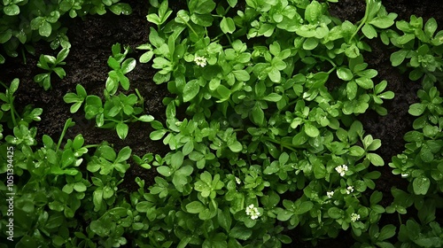 Wallpaper Mural Top View of Dense Green Foliage with Small Flowers. Torontodigital.ca