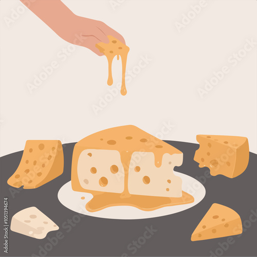 Art and Illustration of cheese perfect for design