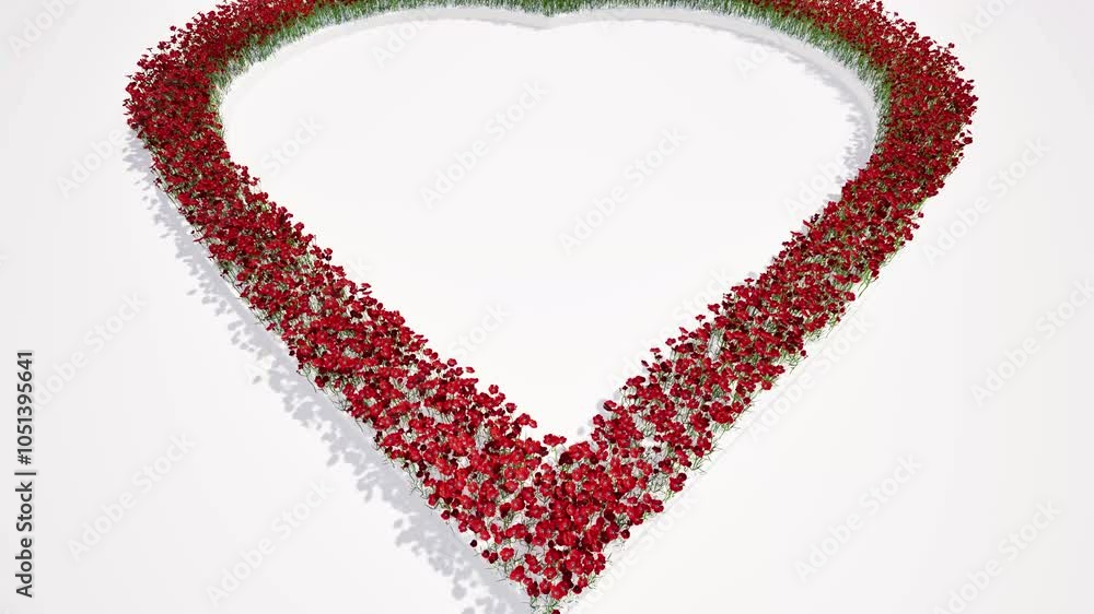 Heart of red roses flowers on white bg 4k Heart of red roses flowers on white bg 4k