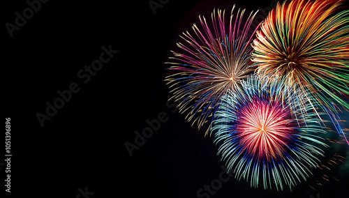 Banner with fireworks background black