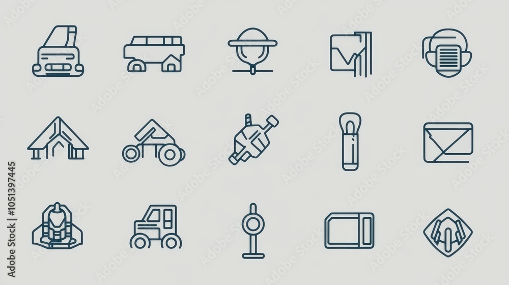 Line Icons Set for App Website and UI Design Transportation Technology and More Line Icons Set for App Website and UI Design Transportation Technology and More