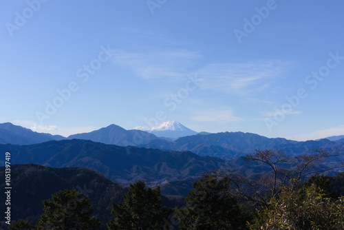 青空を背景にした高尾山から見た富士山 photo