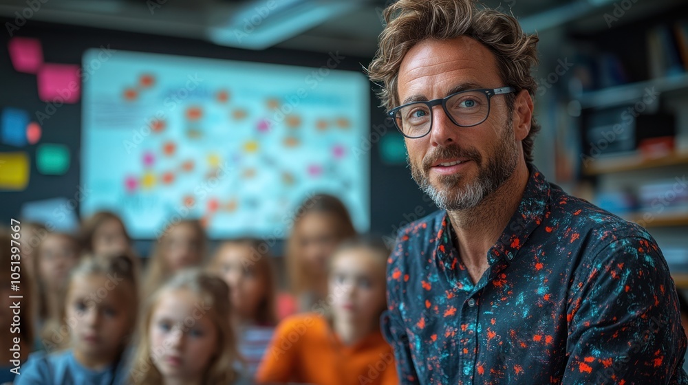 A Male Teacher in a Classroom with Students A Male Teacher in a Classroom with Students