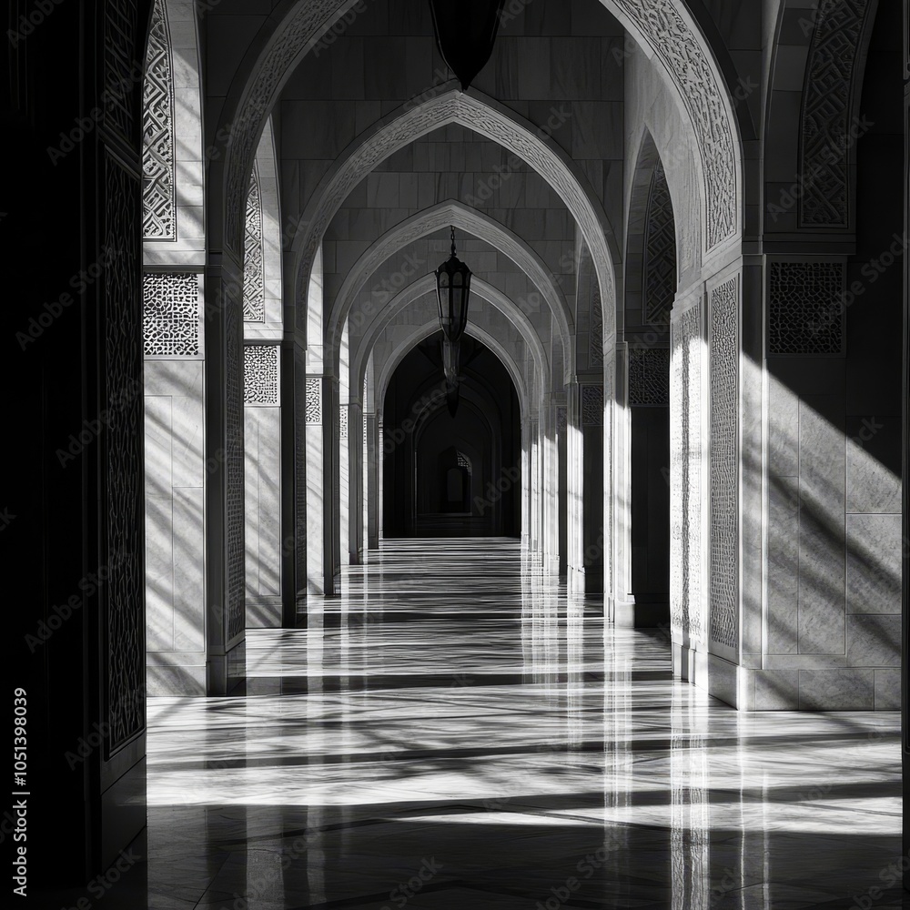 Fototapeta premium An arched corridor in the Grand Mosque