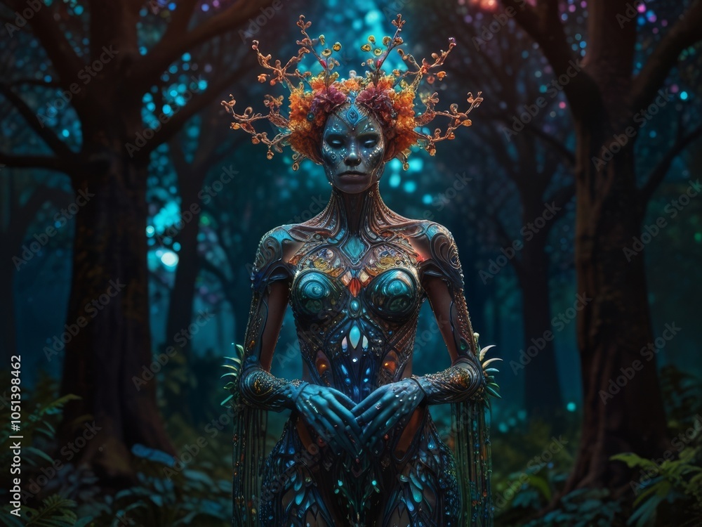 Mystical Forest Nymph in an Enchanted Garden