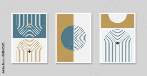 Minimalist wall art design. Abstract contemporary poster with geometric shapes. Vector illustration