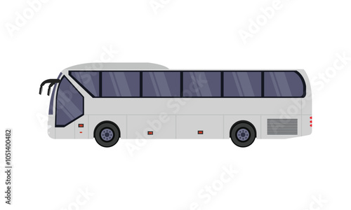 Vector illustration of single bus in cartoon flat style. Modern public transportation isolated on white background. Icon and symbol for digital resources, infographic