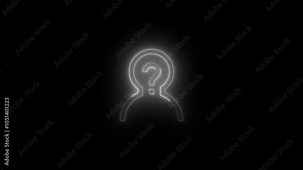 Neon guest user icon glowing black background animation Neon guest user icon glowing black background animation