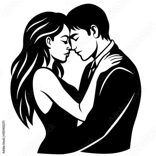 Valentine’s Day Couple Silhouette Vector.