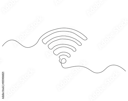 Continuous one line drawing of Wi-Fi signal. One line drawing illustration of internet signal hotspot. Internet, network, wireless concept line art. Editable outline