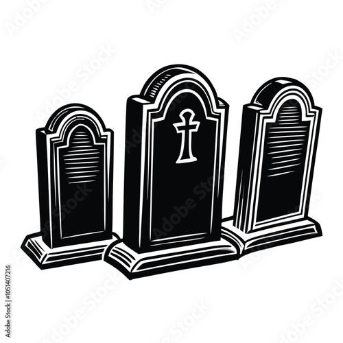 Tombstones Gravestones silhouette icon with Transparent Background Clipart.