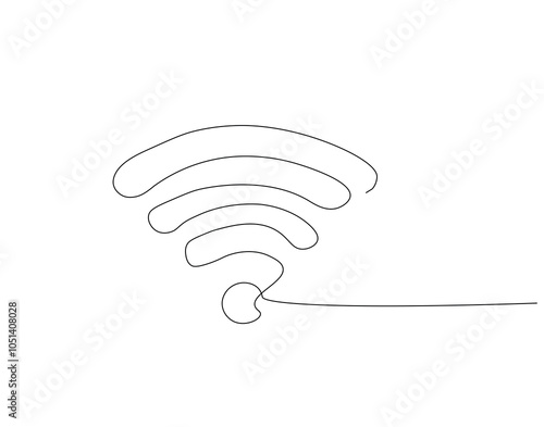 Continuous one line drawing of Wi-Fi signal. One line drawing illustration of internet signal hotspot. Internet, network, wireless concept line art. Editable outline