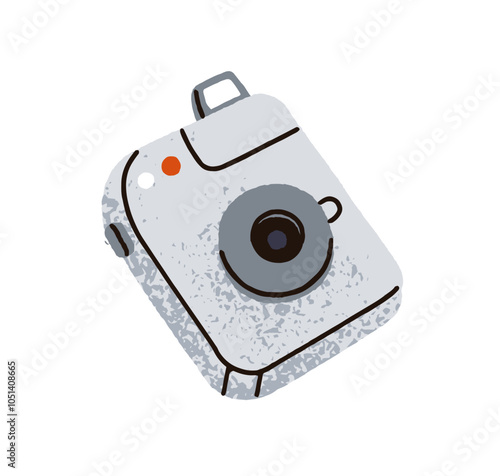 Photography camera, analog device with lens. Retro photographic equipment. Co...