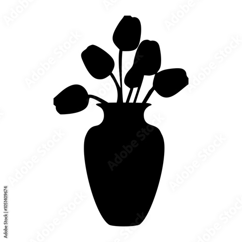 silhouette of vase and flowers