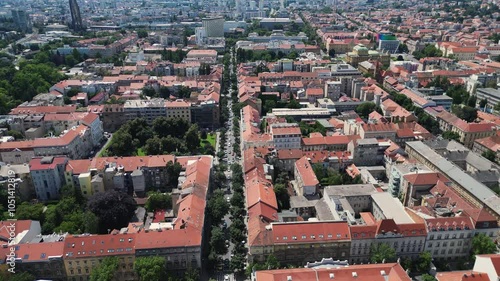 Lenuci Horseshoe. Green zone of Zagreb historic city center aerial view, famous landmarks of capital of Croatia photo