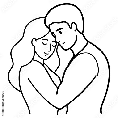 Romantic Couple Line Art Design.