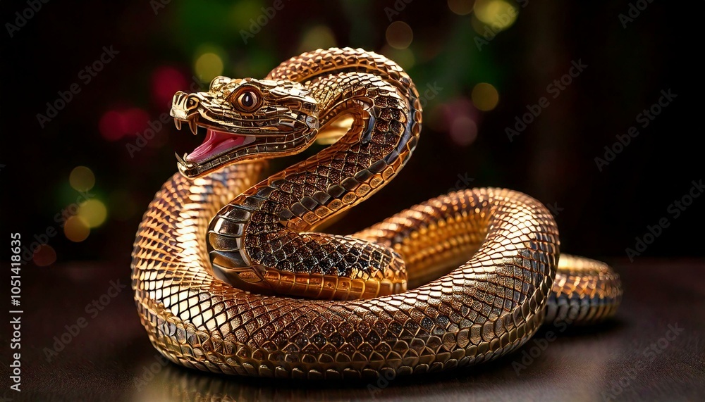 Year of the snake in the Chinese zodiac a highly detailed artistic sculpture in gold and precious stones Year of the snake in the Chinese zodiac a highly detailed artistic sculpture in gold and precious stones