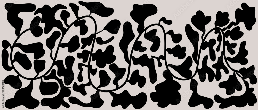 Fototapeta premium Set of isolated vector illustrations is the black spots and dots. Poster with a collection of abstract substrates and postcards in boho style. Leaf Pattern Design for Cutting Cnc.Design For Leaf Motif