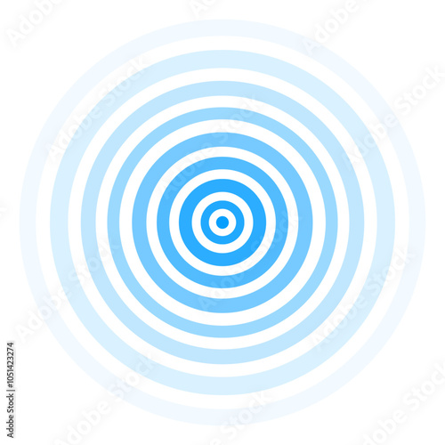 Radar icon blue color isolated on white background. Signal concentric circles icons. Sonar sound wave vector 10 eps