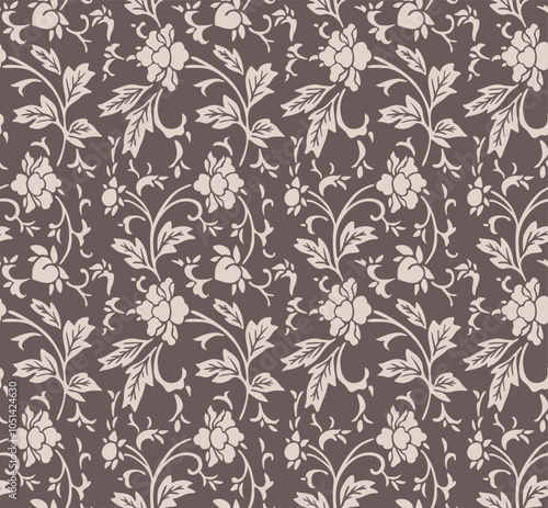 Japanese Luxury Flower Vine Vector Seamless Pattern