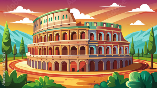 Coliseum or Flavian Amphitheatre (Amphitheatrum Flavium or Colosseo), Rome, Italy.