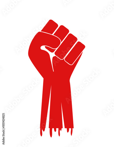 Vector illustration of a blooding clenched fist held high in protest