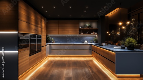 Ultra-Modern Kitchen Design: Sleek, LED-Illuminated Elegance at 4000 Kelvin