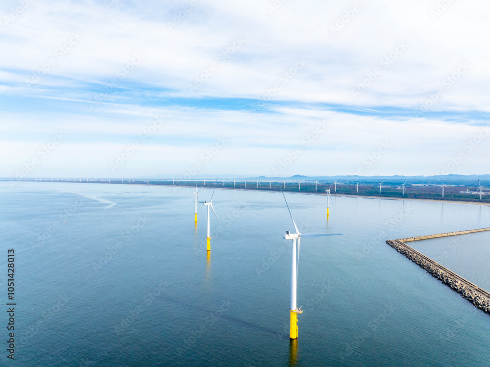 Obraz premium 秋田の洋上風力発電（秋田県秋田市、潟上市）