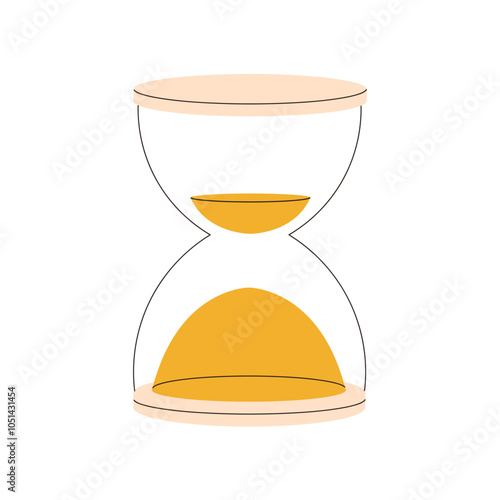 Hourglass, glass clock with sand. Countdown, time management, concept symbol. Passing, flowing minutes and hours in sandglass, sandclock. Flat vector illustration isolated on white background