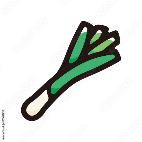Long green onion outline icon for graphic design, apps and websites