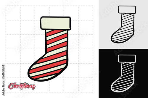 Christmas stocking decorative element variant design. Vector illustration