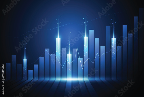 Business candle stick graph chart of stock market investment trading on white background design. Bullish point, Trend of graph. Vector illustration