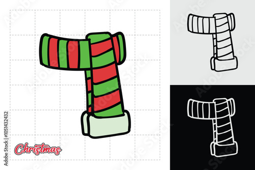 Christmas scarf neck cartoon doodle element design. Vector illustration