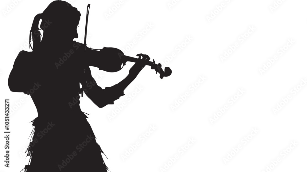 Naklejka premium A woman playing Violin silhouette isolated on white background
