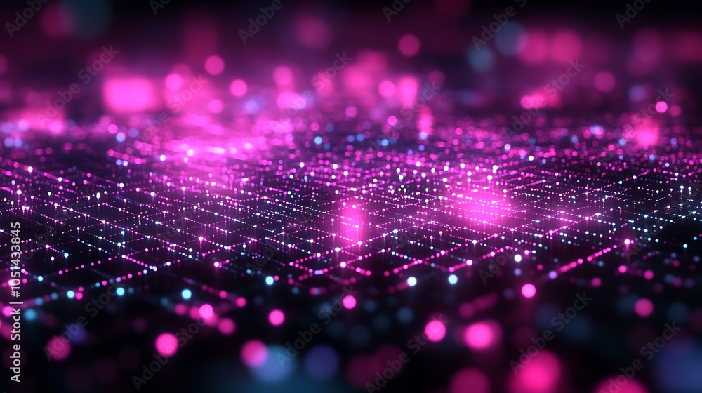 Futuristic Pink Lights and Grids in a Digital Sci-Fi Landscape : Generative AI Futuristic Pink Lights and Grids in a Digital Sci-Fi Landscape : Generative AI