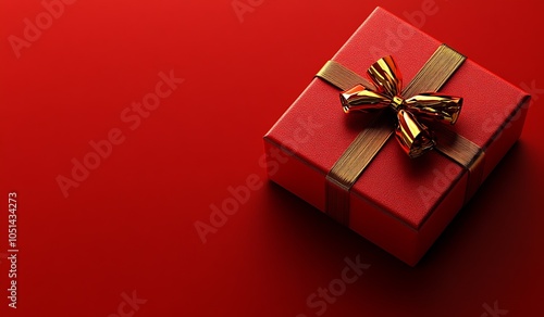 Wallpaper Mural Festive Red Present Box with Lustrous Golden Bow on Dramatic Red Backdrop for Celebratory Moments : Generative AI Torontodigital.ca