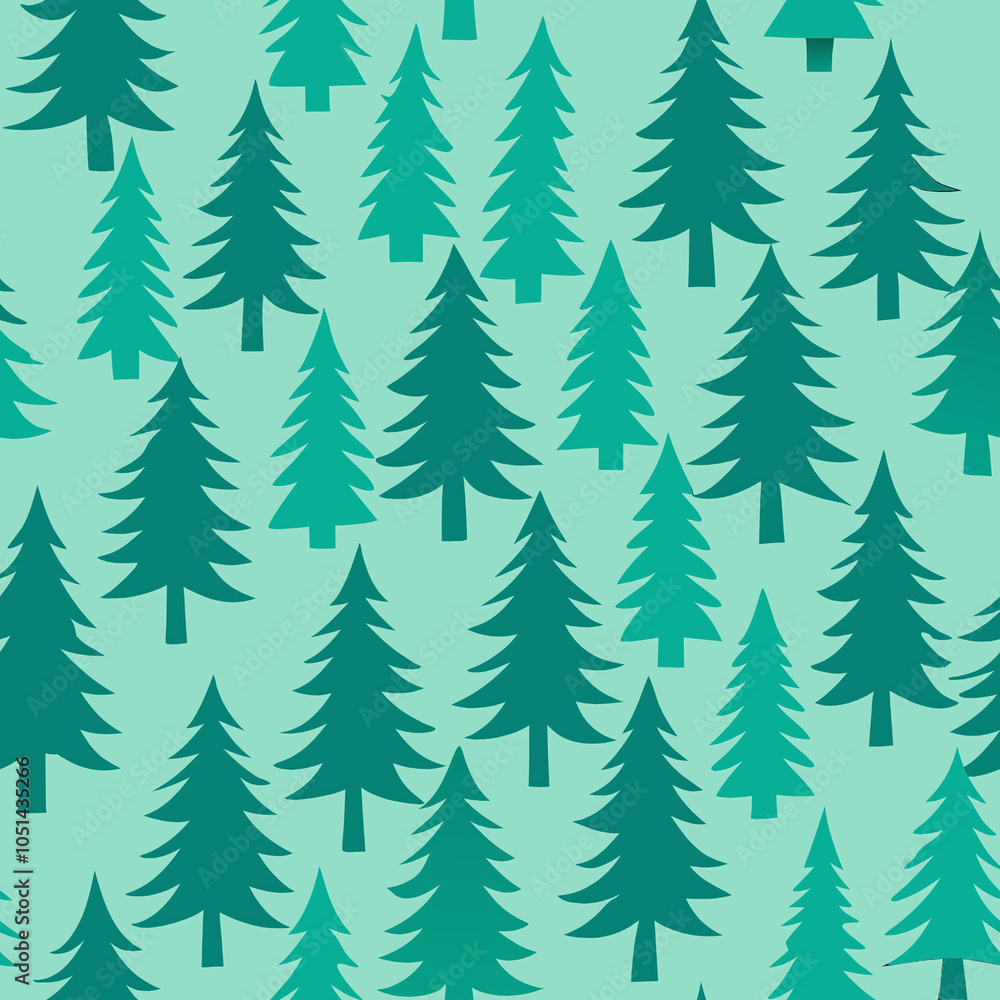 Obraz premium Seamless pattern of evergreen trees.